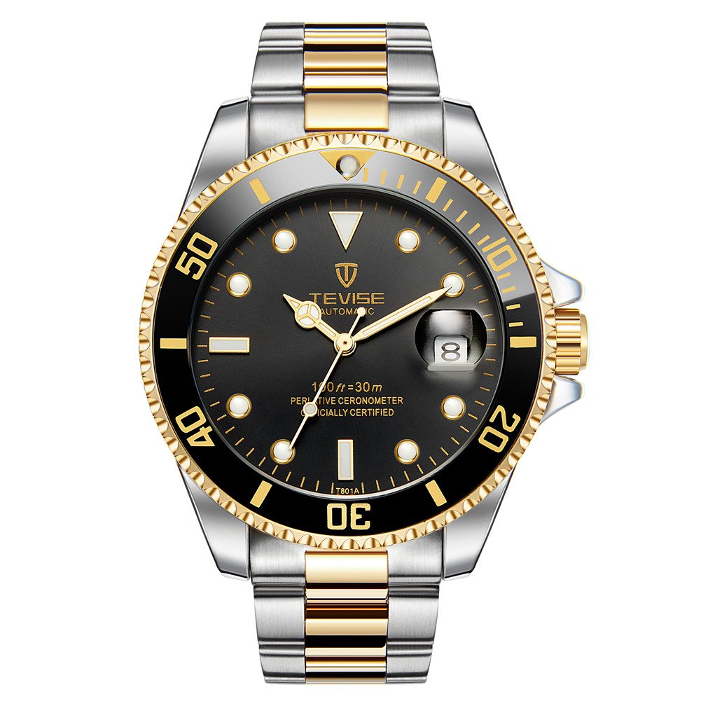メンズ高級クラシック腕時計回転式ベゼル光手クォーツ時計のギフトメンズ、レディース ゴールド B07C27BPFH ゴールド ゴールド 